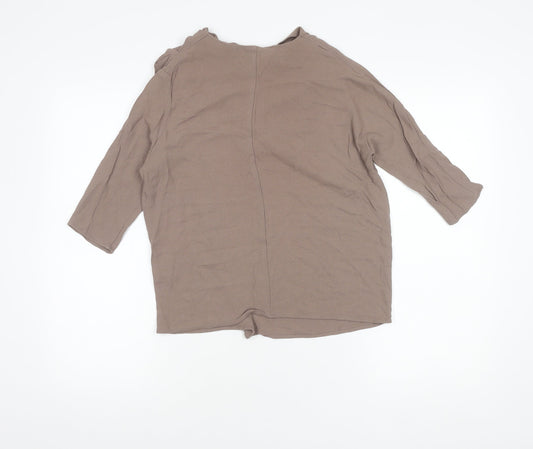 American Vintage Women's Brown Cowl Neck 3/4 Sleeve Top