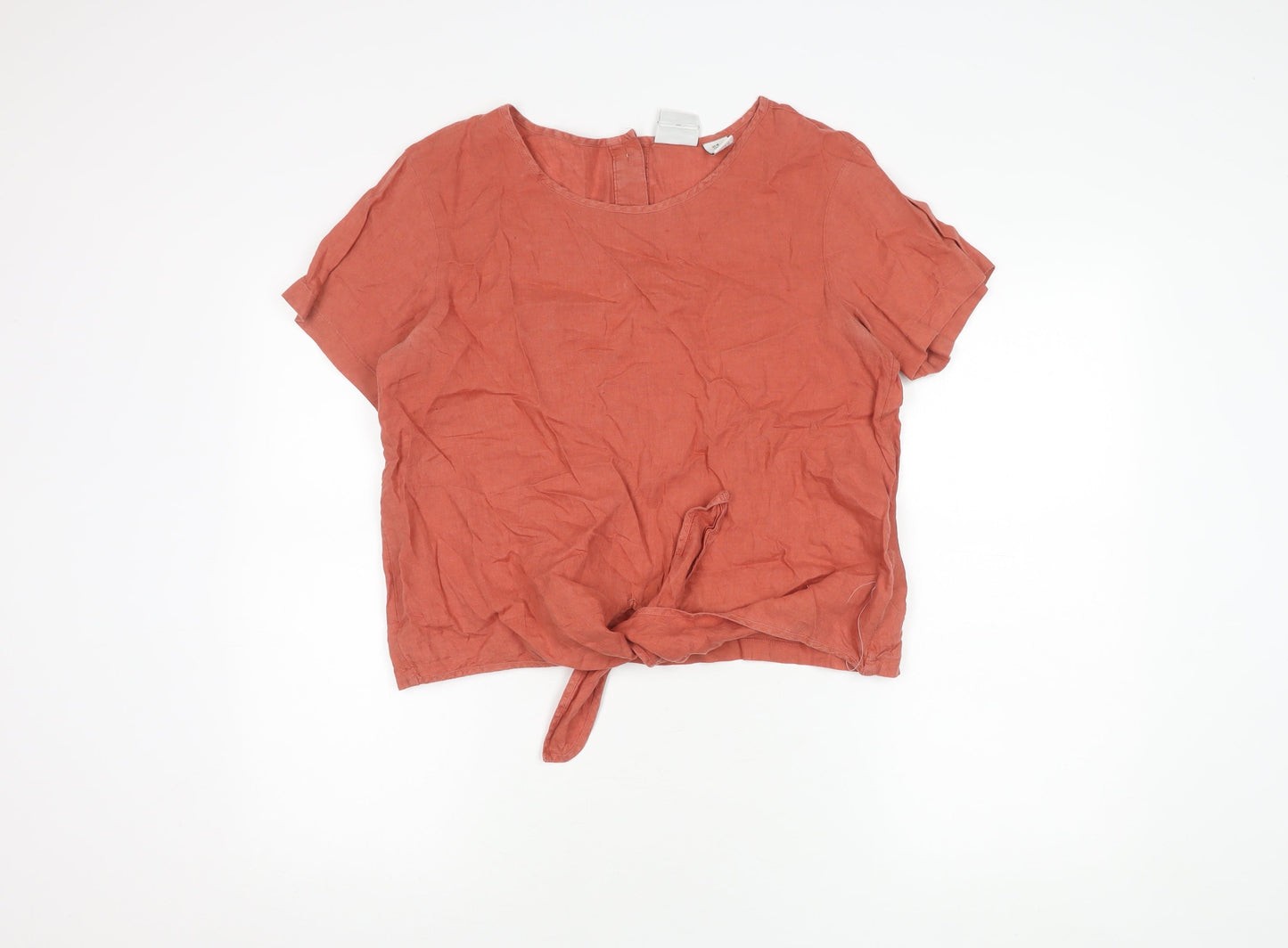 Rachel Zoe Women's Orange Linen T-Shirt M Casual