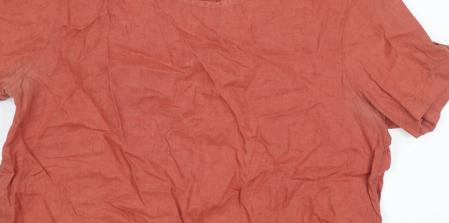 Rachel Zoe Women's Orange Linen T-Shirt M Casual