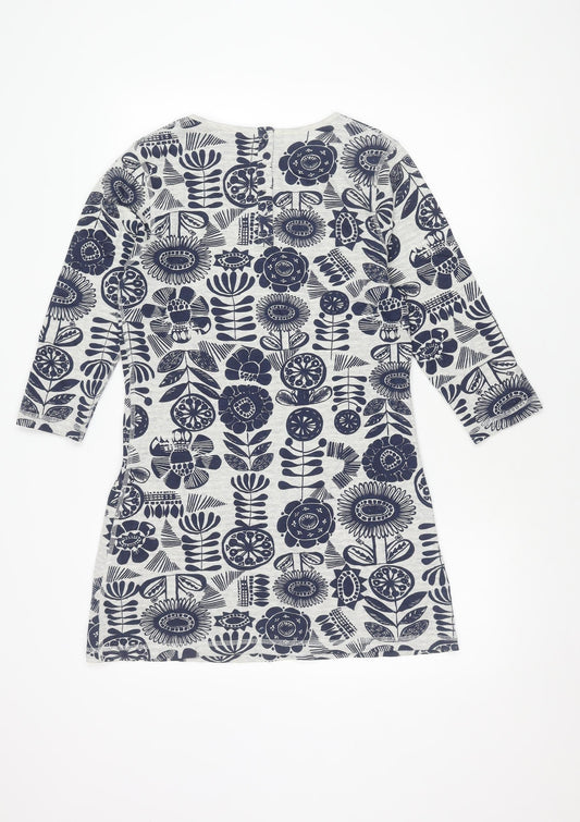 Weird Fish Women's Blue Floral Long Sleeve Dress Size 10