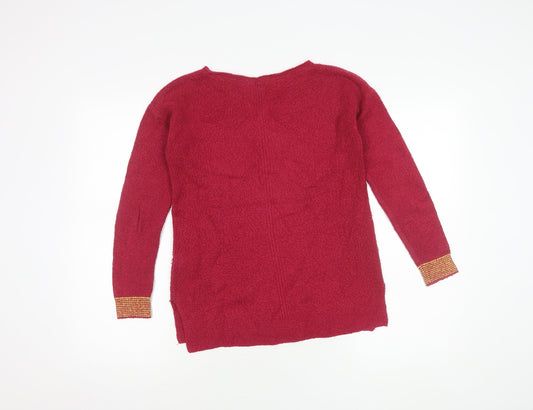 White Stuff Women's Red Geometric Pullover Jumper