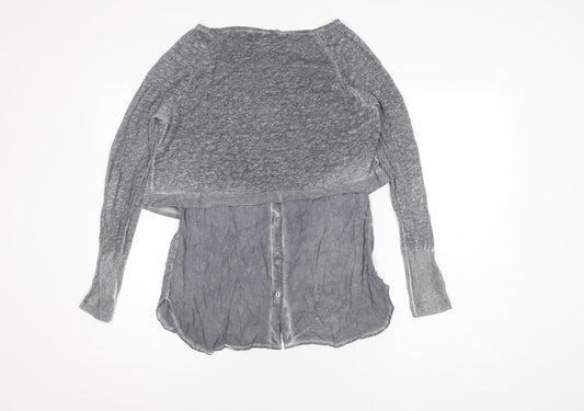 Womens UK Size 10 Mint Velvet Grey Cotton Blend Blouse