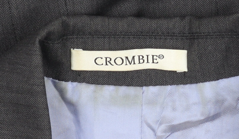 Crombie Womens Black Herringbone Suit Jacket Size 8