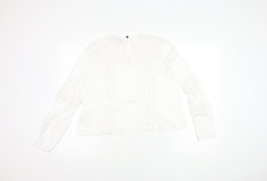 Superdry Women's White Blouse, UK 8, Long Sleeve