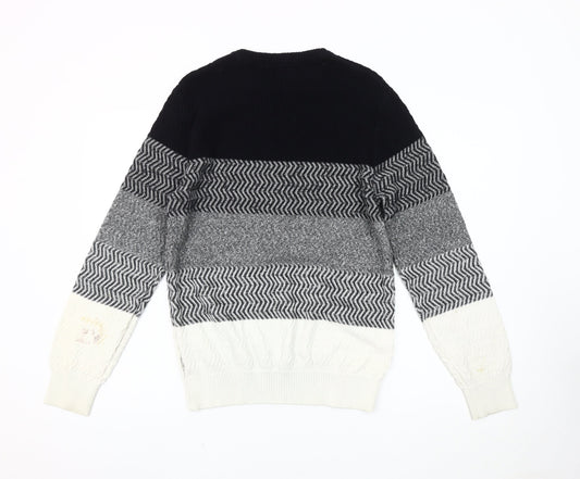 Jack & Jones Men's Medium Black Grey Pullover Crew Neck Jumper