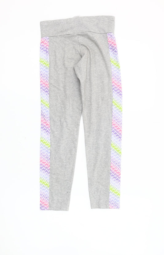 Adidas Girls Grey Chevron Leggings 9-10 Years, Stylish Comfort