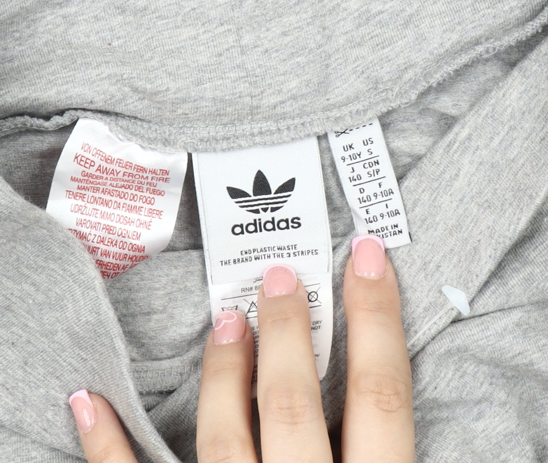 Adidas Girls Grey Chevron Leggings 9-10 Years, Stylish Comfort