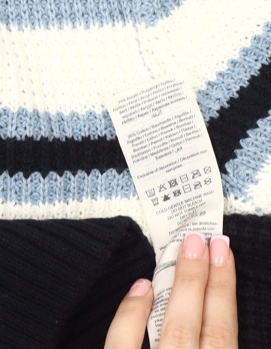 Jack & Jones Men's Blue Striped Pullover Jumper M