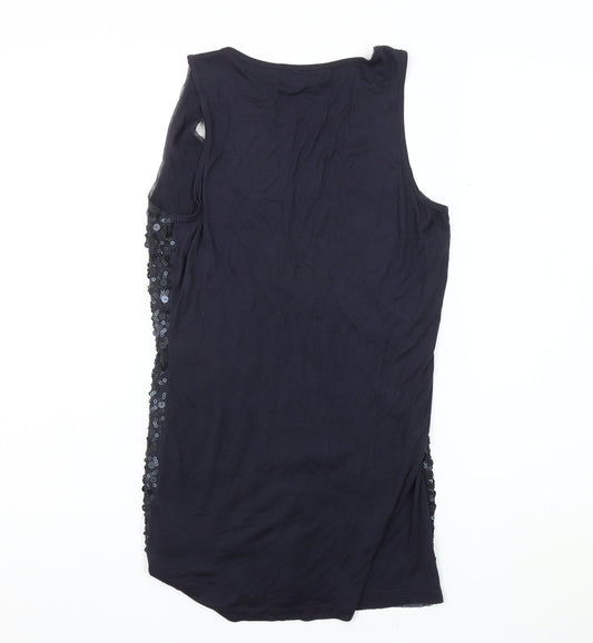 Mint Velvet Women's Blue Sequin Tank Top Size 10