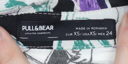 Pull & Bear Women's Multicoloured Collared Shirt XS