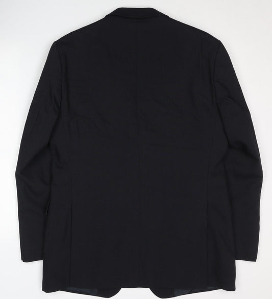 Tom English Men's Black Striped Blazer, 40R, Single-Breasted