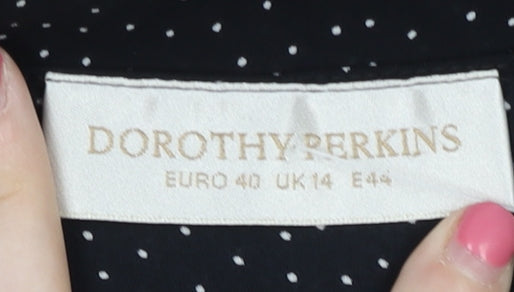 Dorothy Perkins Women Black Polka Dot Blouse Size 14