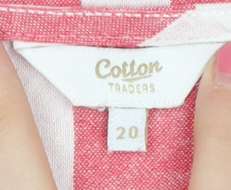 Cotton Traders Women's Red Striped 3/4 Sleeve Top