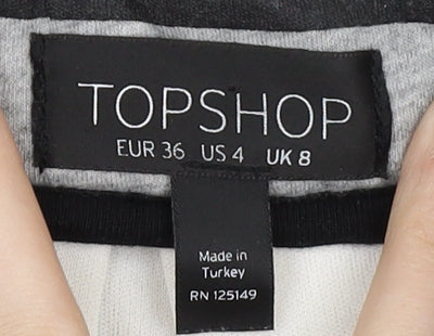 Topshop Women's Grey Pleated Check Skirt Size 8