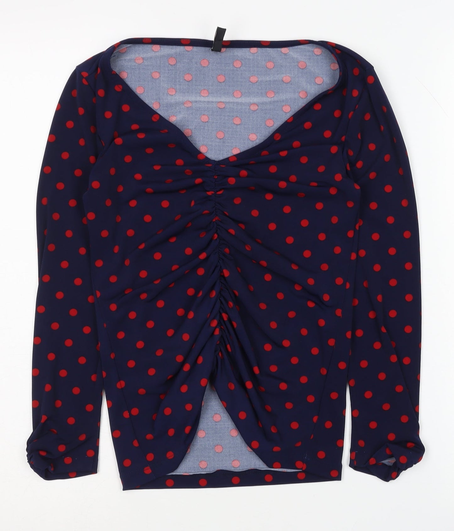 Stradivarius Women's Blue Polka Dot Blouse Size 12