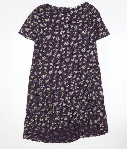 FatFace Floral Purple Short Sleeve Dress - Size 8, Women