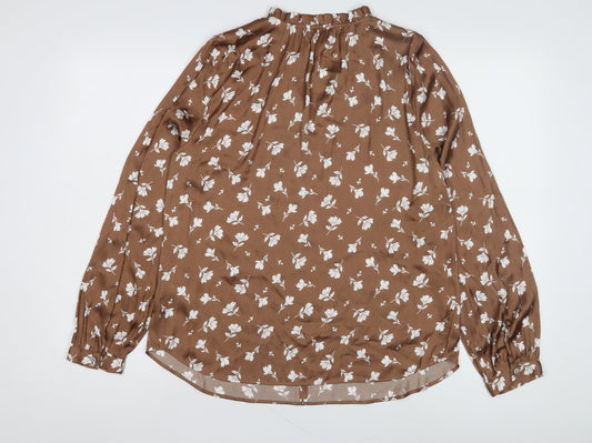 Marks and Spencer Women's Brown Floral Blouse