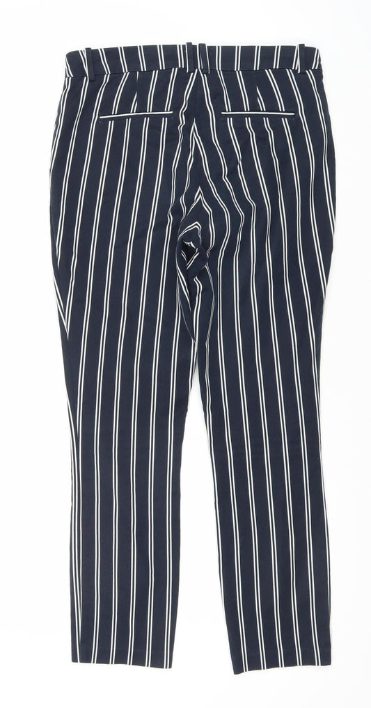 H&M Women's Blue Striped Cropped Trousers, Size 10