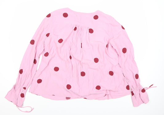 ASOS Women's Pink Polka Dot Wrap Blouse Size 14