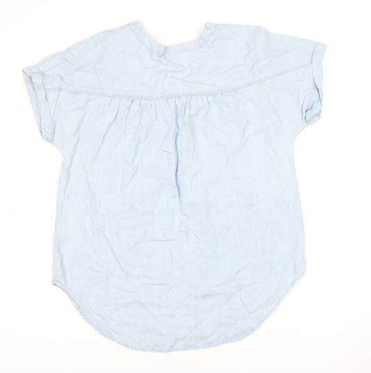 Apricot Women's Blue Button-Up Henley Top Size 10