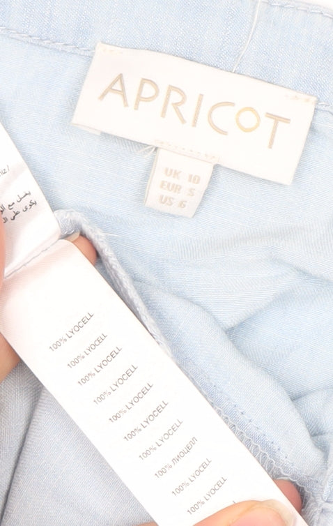 Apricot Women's Blue Button-Up Henley Top Size 10