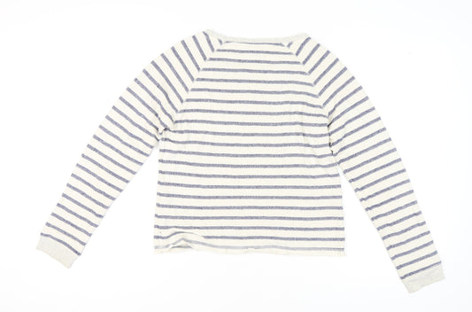 Topshop Women Ivory Striped Sweatshirt Size 10 Pullover