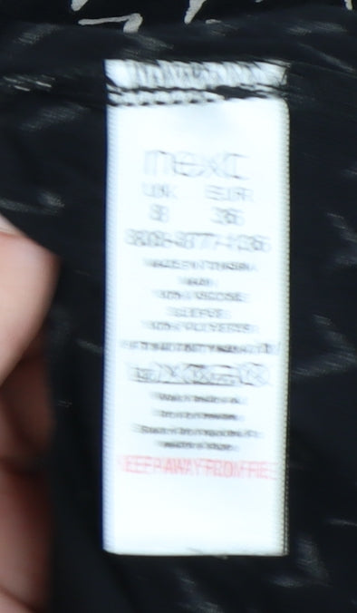 Next Women's Black Geometric Long Sleeve Blouse Size 8