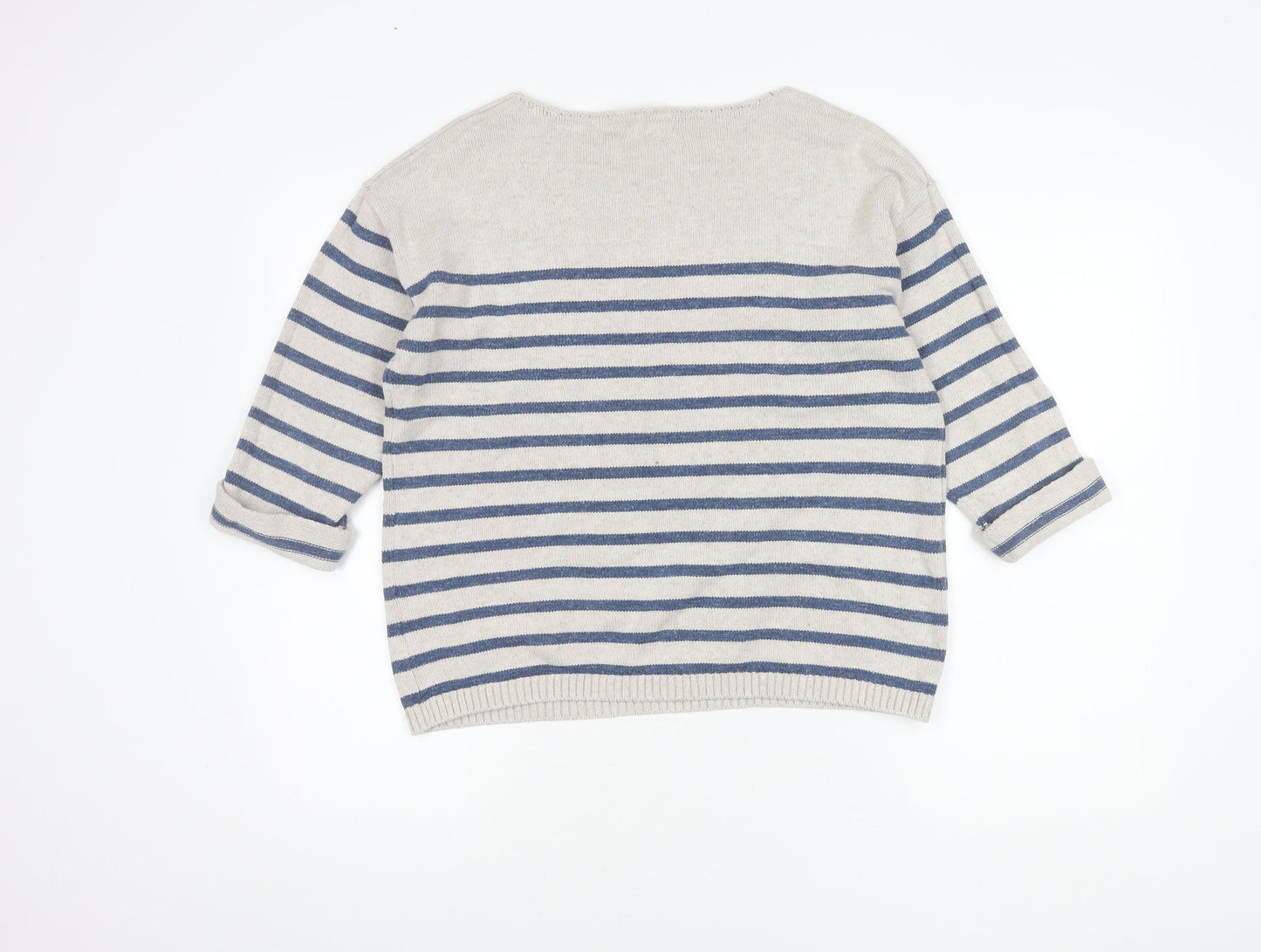 Fat Face Women's Ivory & Blue Striped Pullover, Size 12