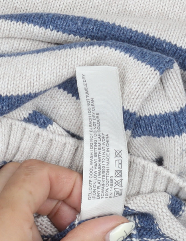 Fat Face Women's Ivory & Blue Striped Pullover, Size 12