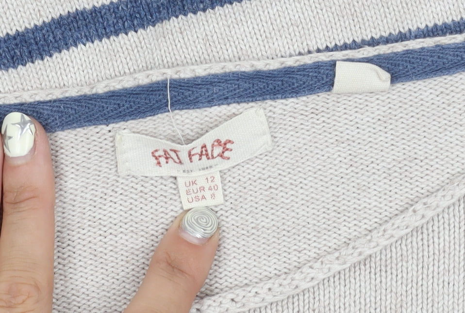 Fat Face Women's Ivory & Blue Striped Pullover, Size 12