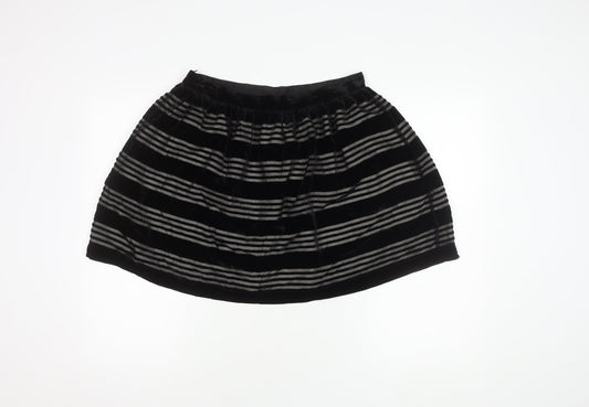 Jack Wills Women's Black Striped Velvet Skirt, Size 14