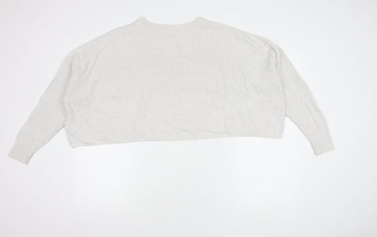 Hollister Women's White Striped Pullover Jumper S