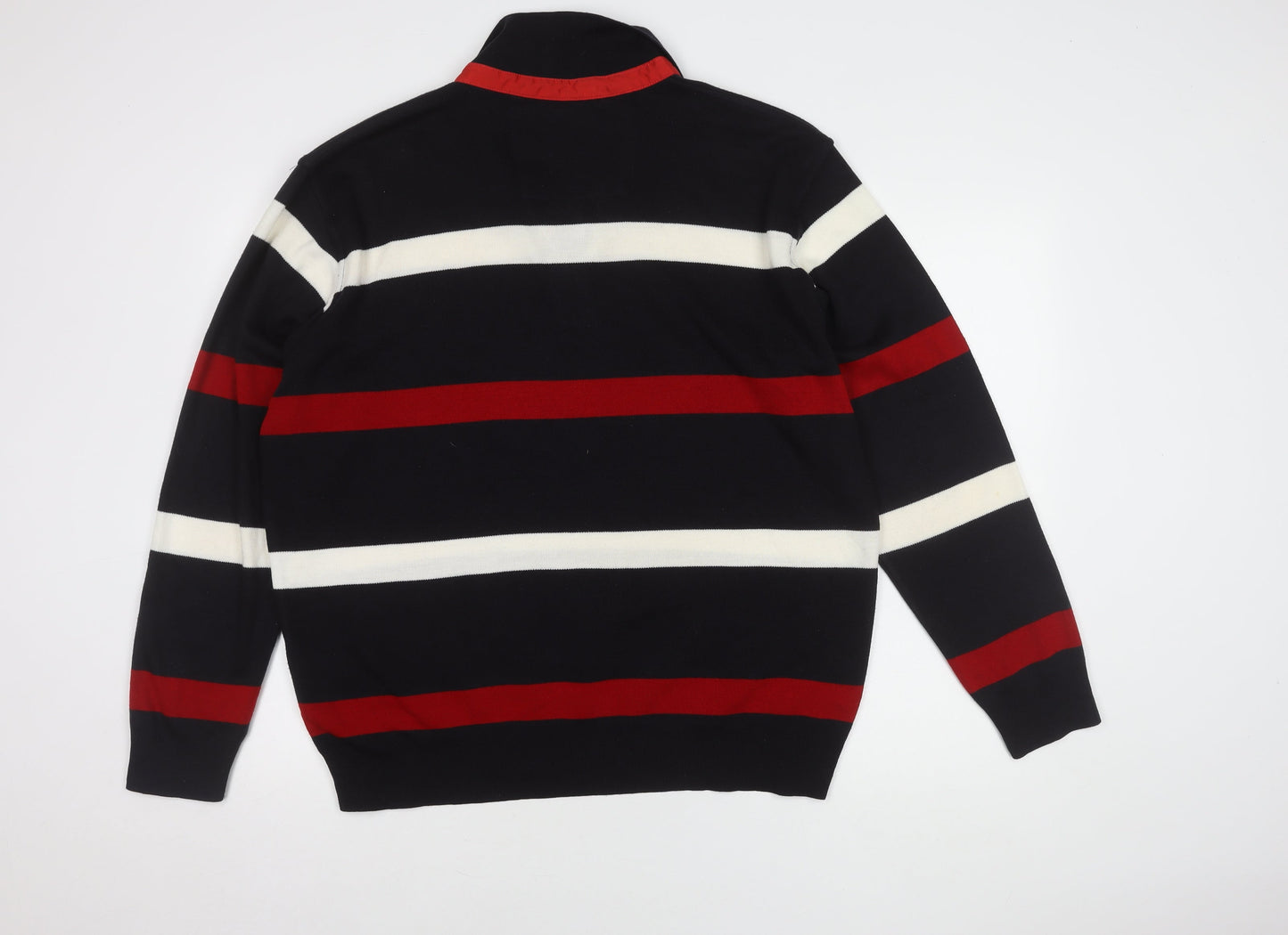 GANT Men's Black 2XL Striped Long Sleeve Polo