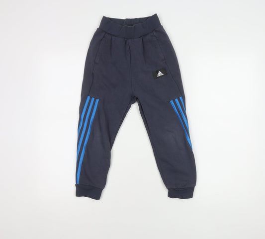 Adidas Boys Blue Joggers 7-8Y, Sports Style