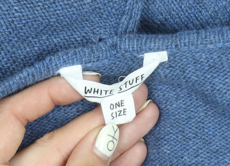 White Stuff Blue Cable-Knit Cape Women's One Size