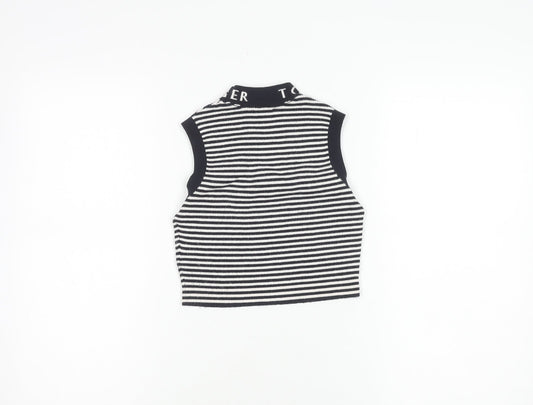 Tommy Hilfiger Girls Black Striped Vest Jumper Size 6 Years