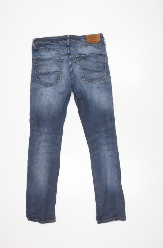 JACK & JONES Men's Blue Straight Jeans 30W 32L