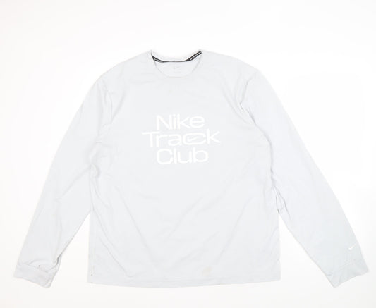 Nike Men's White Long Sleeve Track T-Shirt L