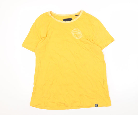 Mens UK Size L Superdry Yellow Cotton T-Shirt