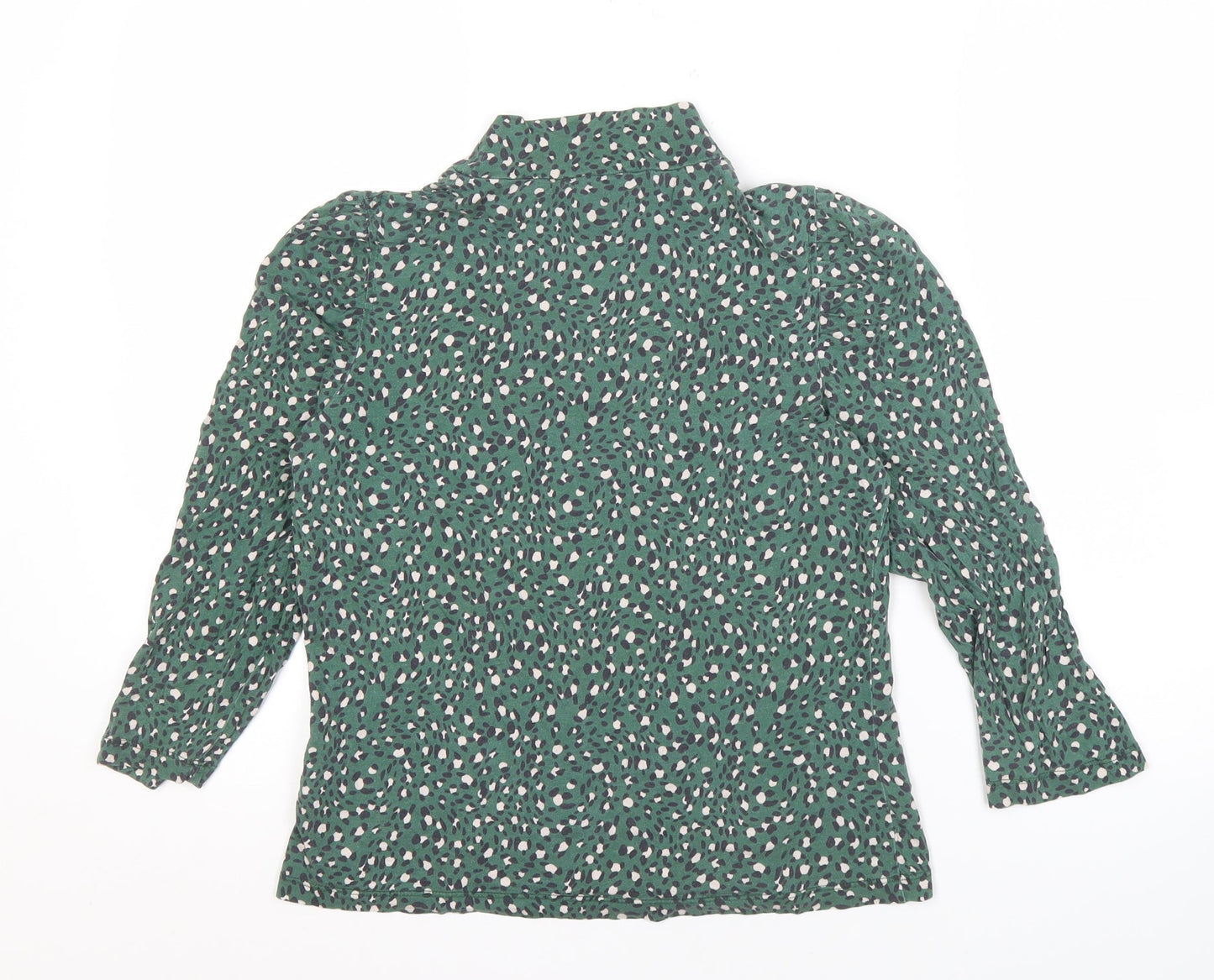 Whistles Women's Green Animal Print High Neck Top