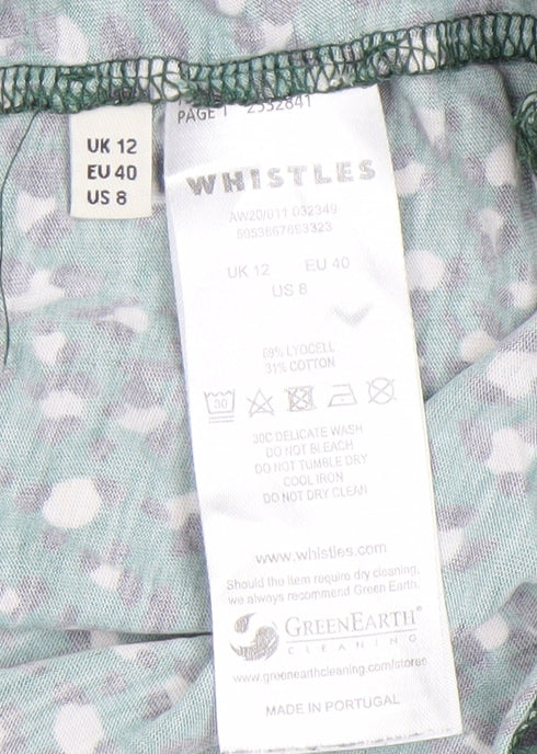 Whistles Women's Green Animal Print High Neck Top