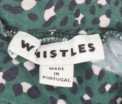 Whistles Women's Green Animal Print High Neck Top