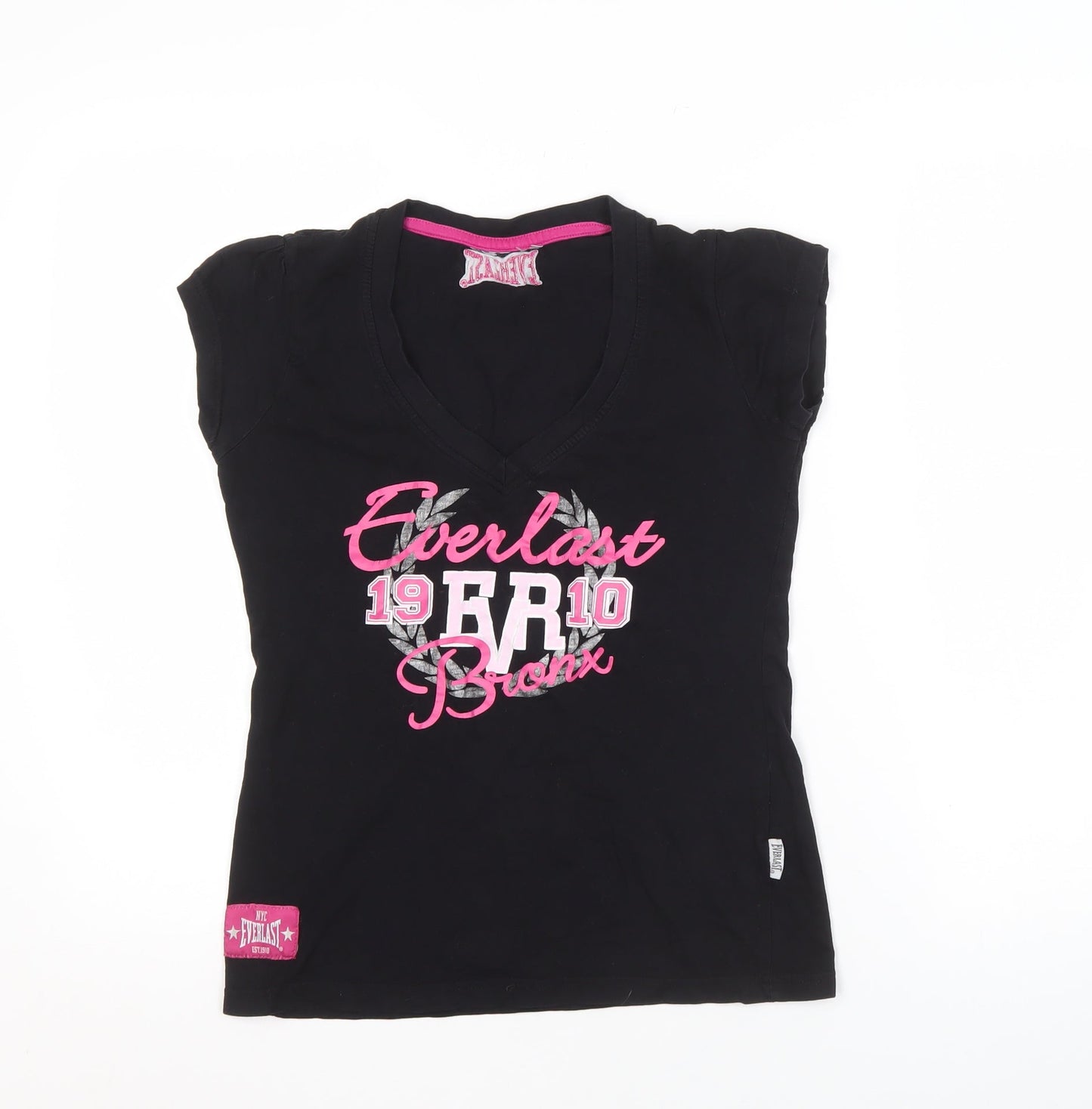 Everlast Women's Black V-Neck T-Shirt Size 8