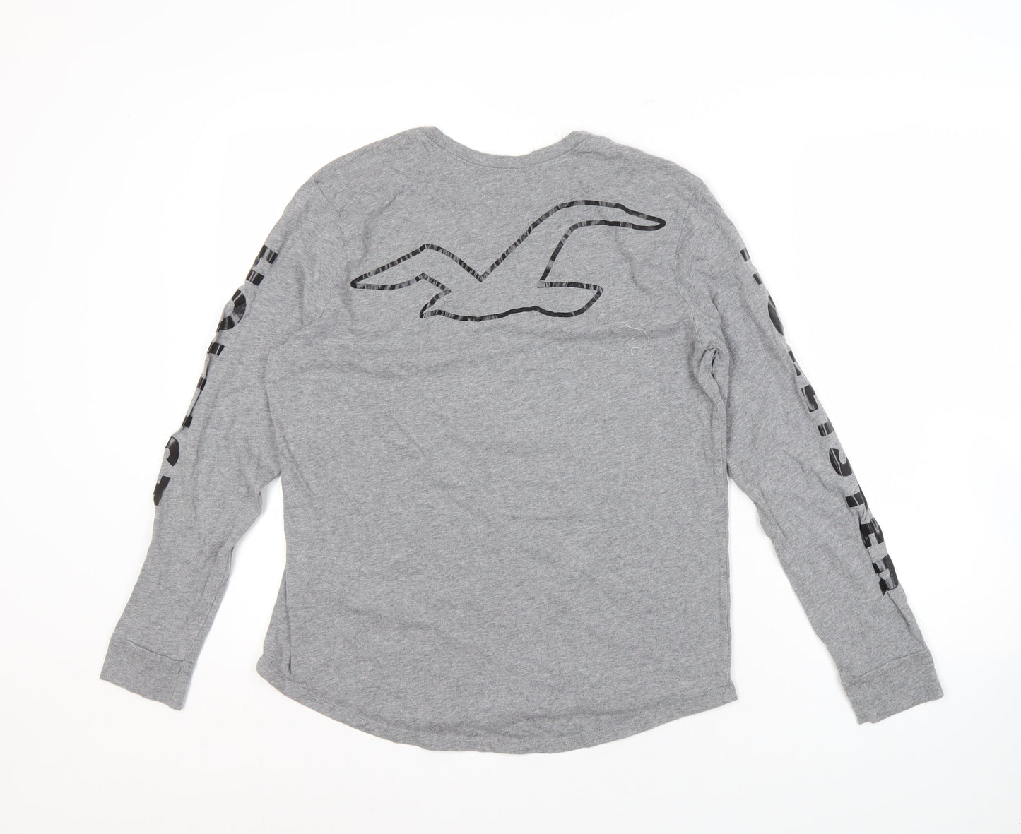 Hollister Men's Grey Graphic Long Sleeve T-Shirt S