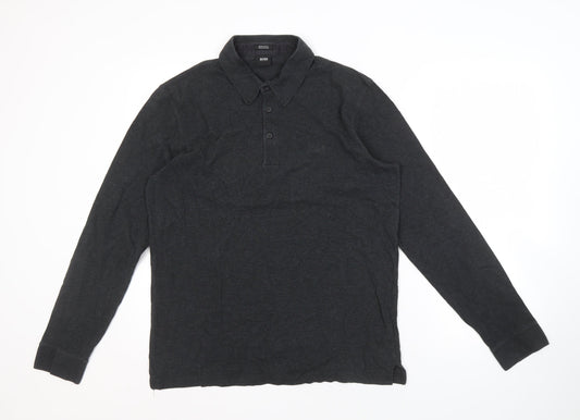 Hugo Boss Men's Black L Long Sleeve Polo Shirt