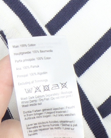 Joules Women’s White Striped Boat Neck T-Shirt UK 16