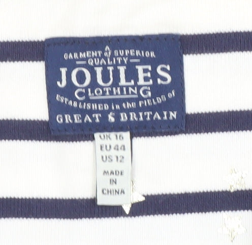 Joules Women’s White Striped Boat Neck T-Shirt UK 16