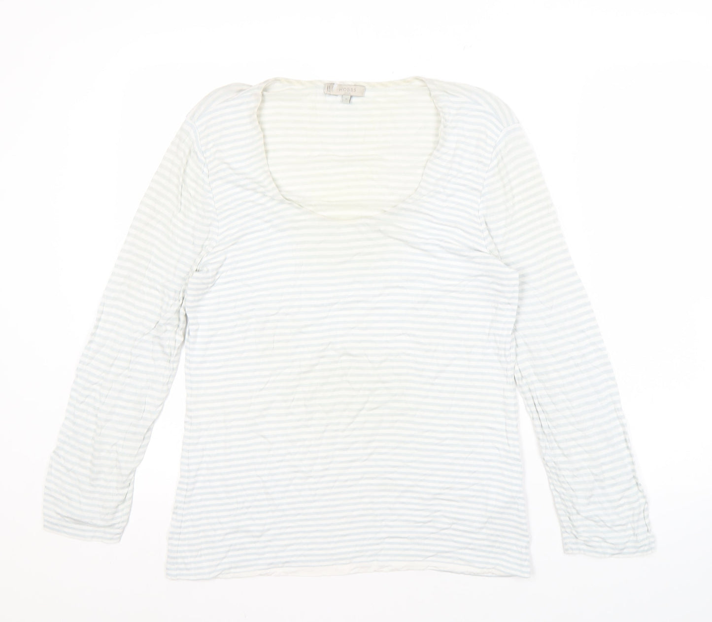 Hobbs Women's White Striped Long Sleeve Top M