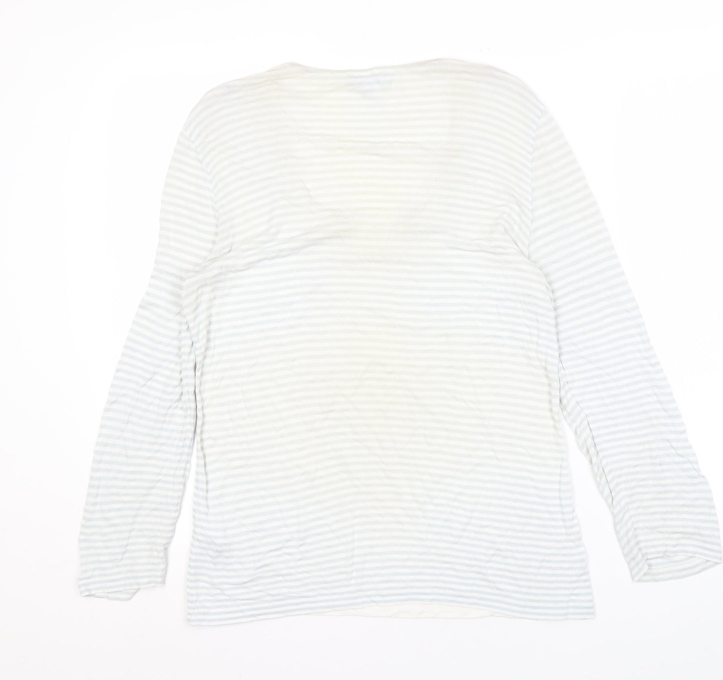 Hobbs Women's White Striped Long Sleeve Top M