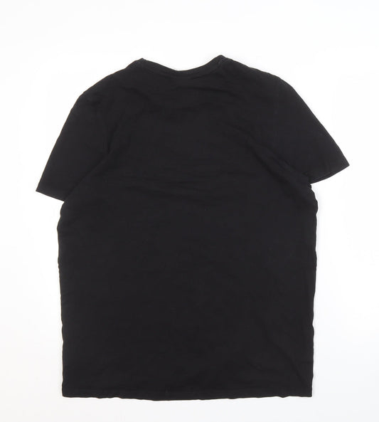 Slazenger Men's Black T-Shirt Medium Crew Neck Logo